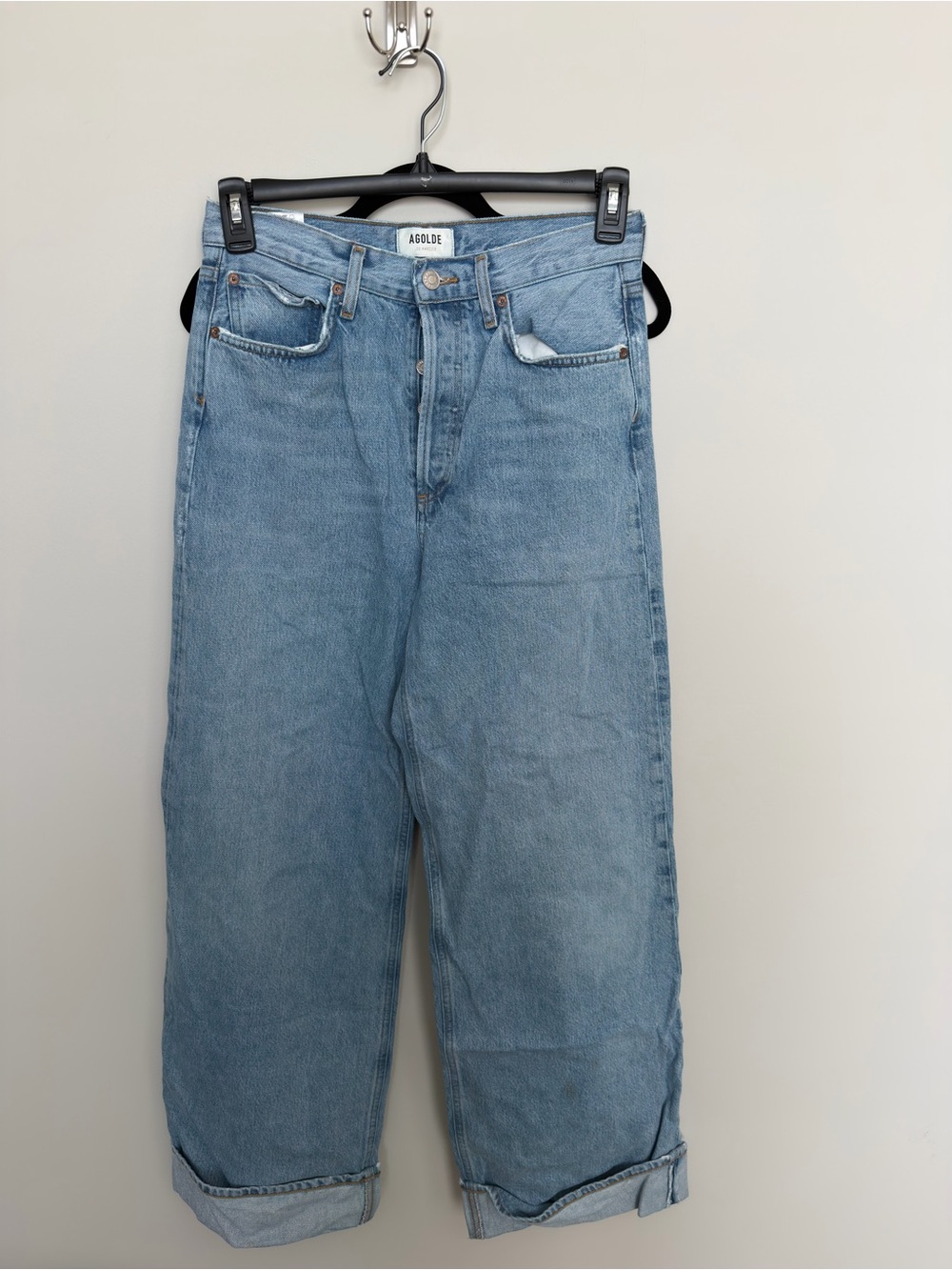 Agolde Light Blue Boyfriend Wide-Leg Jeans